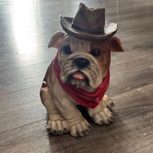Cowboy Bulldog Figurine with Red Bandana